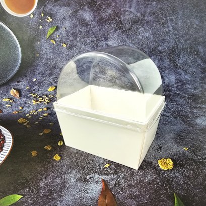 กล่องทิมเบอริงสีขาว กล่องขนม กล่องใส่อาหารทั่วไป ถ้วยบรรจุทำจากระดาษเคลือบกันซึม พร้อมฝาพลาสติกใส