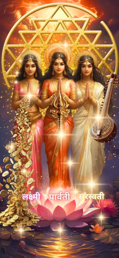 Trishakti Goddess Mobile Wallpaper