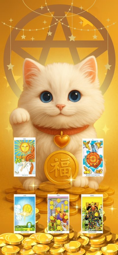 Lucky Cat Wealth-Attracting Mobile Wallpaper