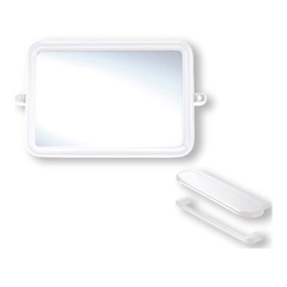 PM901 กระจกกรอบพลาสติก ทรงสี่เหลี่ยม ครึ่งชุด สีขาว