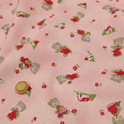 ผ้า cotton ญี่ปุ่น ลายหมีพื้นชมพู ขนาด 1/4 เมตร (50*55 ซม.)