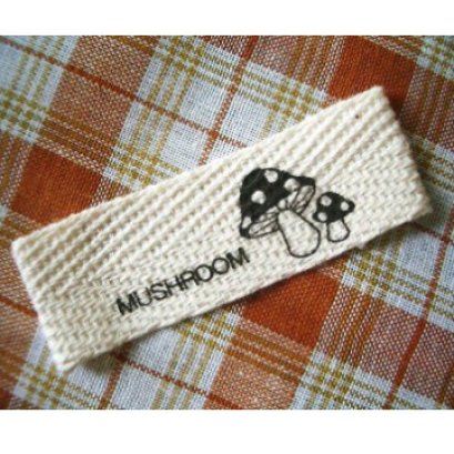 ป้ายผ้า รูปเห็ด ขนาด 1.5*6 ซม.