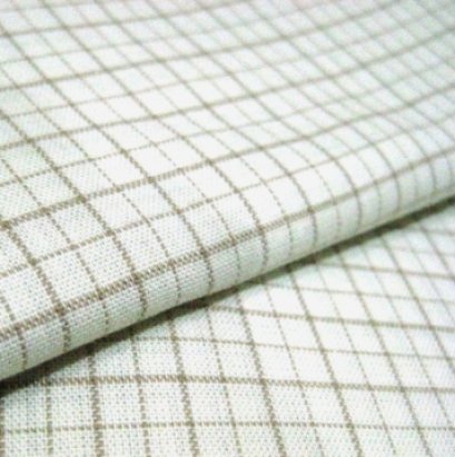 ผ้าทอ American Country ลายสก๊อตขาวตารางครีม ขนาด 1/8 m.(25*55 cm.)