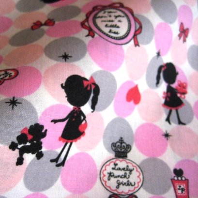 **Sales** ผ้า cotton ญี่ปุ่น ลาย lovely girl Collection โทนสี ชมพู-เทา ขนาด 1/4 เมตร (50*55 ซม.)