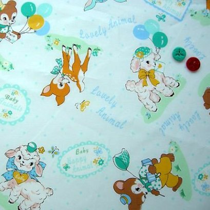 ผ้า cotton ของ A-TWO ลาย Gift for Baby โทนฟ้า ขนาด 1/4 เมตร (50*55 ซม.)