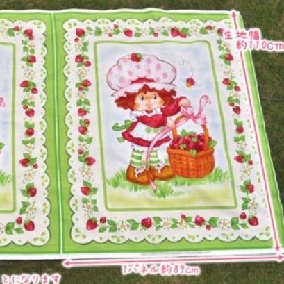 ผ้าบล๊อค Cotton ญี่ปุ่น Strawbery short Cake  ขนาด  89 * 110 cm.