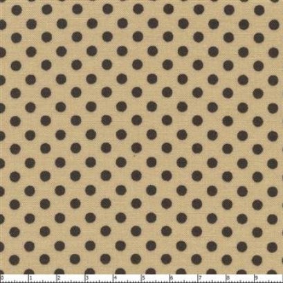 ผ้าญี่ปุ่นลายจุด 3 mm.พื้นครีมจุดน้ำตาล  Color Basic By lecien  ขนาด 1/8 m.(25*55 cm.)