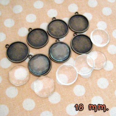 หัวซิปทองดำ พร้อมกระจก แบบกลม ขนาด 18 mm. 8 ชุด/set