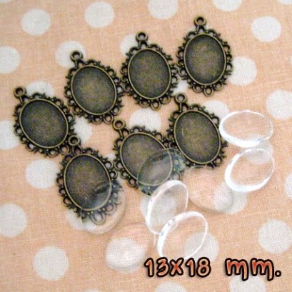 หัวซิปทองดำ พร้อมกระจก แบบรี ขนาด 13 x 18  mm. 8 ชุด/set