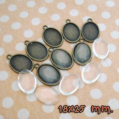 หัวซิปทองดำ พร้อมกระจก แบบรี ขนาด 18 x 25  mm. 8 ชุด/set