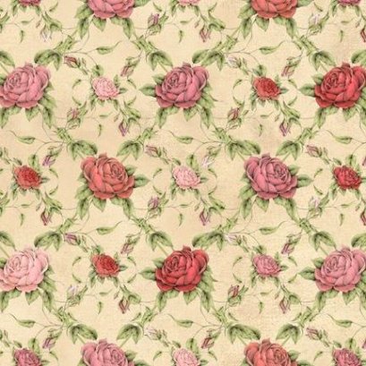 ผ้าอเมริกาลายดอก สำหรับ mat ผ้ามิร่า พื้นครีม ขนาด 45 x 55 ซม.