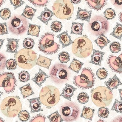 ผ้าอเมริกาลายมิร่า พื้นครีม ขนาด 45 x 55 ซม.