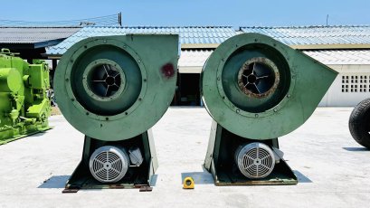 โบลเวอร์ดูดเป่าระบายอากาศ ขนาด 10 HP ใบพัดตรงแบบอลูมิเนียม โต 50 cm (20”) มอเตอร์ Mitsubishi 10 HP 380V สภาพสวยพร้อมใช้