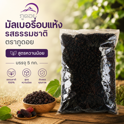 มัลเบอรี่อบแห้ง ลูกหม่อน  สูตรหวาน (มีน้ำตาล 2%) บรรจุ 5 กก. Mulberry dried พร้อมส่ีง!