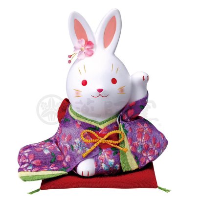 กระต่ายกิโมโนสีม่วงกวักซ้าย เรียกคนเข้ามาหาเยอะๆ size L