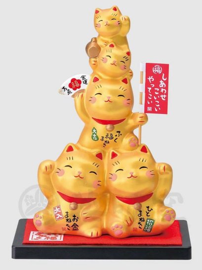 แมวกวักนำโชค   หลายชั้น สีทอง size L