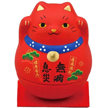 แมวกวักนำโชคล้มลุกสีแดง