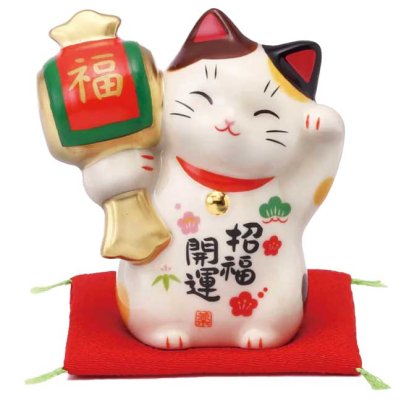 แมวสามสีถือค้อนใหญ่ เคาะคลังสมบัติเพิ่มทรัพย์ทวีคูณ กวักซ้ายเรียกคนเรียกสิ่งดีๆ เข้ามาหาเยอะๆ สูง 8.5 cm