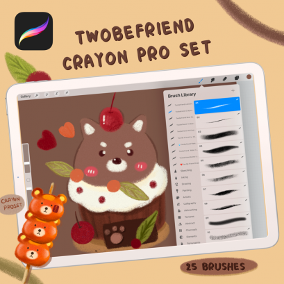 Twobefriend Crayon Pro Set |PROCREAT BRUSH |
