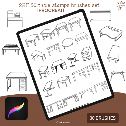 2BF 30 chai 2BF 30 table stamps brushes set    |PROCREAT BRUSHED|