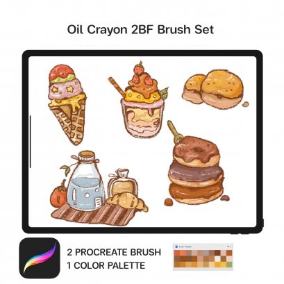 Oil Crayon 2BF Brush Set