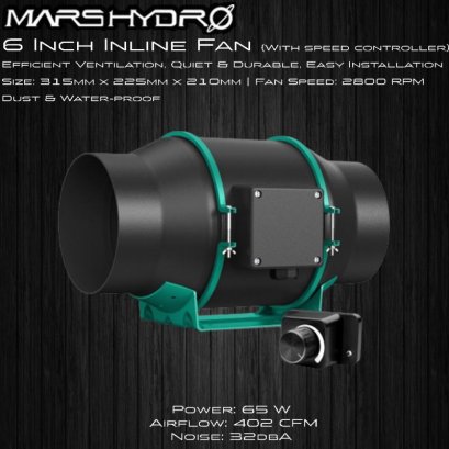 Mars Hydro 6" Inline Duct Fan With Speed Controller