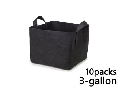 แพ็ค 10! ถุงปลูกต้นไม้แบบผ้า ขนาด 3แกลลอน ทรงสี่เหลี่ยม สูง 20ซม Smart Grow Bag 3-Gallon - Fabric Pot Square Shaped