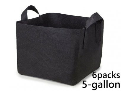 แพ็ค 6! ถุงปลูกต้นไม้แบบผ้า ขนาด 5แกลลอน ทรงสี่เหลี่ยม สูง 25ซม Smart Grow Bag 5-Gallon - Fabric Pot Square Shaped
