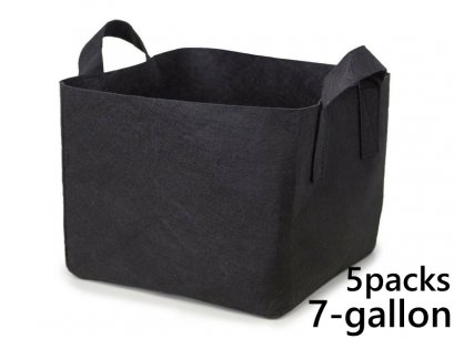 แพ็ค 5! ถุงปลูกต้นไม้แบบผ้า ขนาด 7แกลลอน ทรงสี่เหลี่ยม สูง 30ซม Smart Grow Bag 7-Gallon - Fabric Pot Square Shaped 