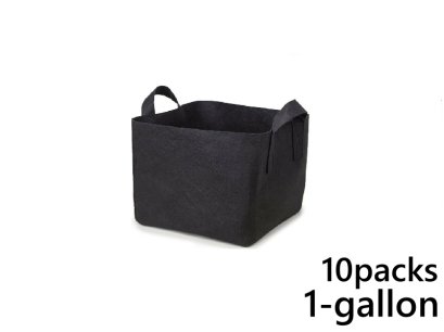 แพ็ค 10! ถุงปลูกต้นไม้แบบผ้า ขนาด 1แกลลอน ทรงสี่เหลี่ยม สูง 15ซม Smart Grow Bag 1-Gallon - Fabric Pot Square Shaped 
