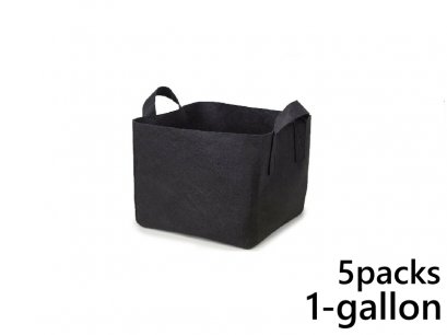 แพ็ค 5! ถุงปลูกต้นไม้แบบผ้า ขนาด 1แกลลอน ทรงสี่เหลี่ยม สูง 15ซม Smart Grow Bag 1-Gallon - Fabric Pot Square Shaped 