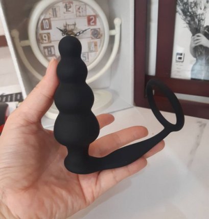 Silicone Butt Plug สำหรับผู้ชาย มีห่วงรัดโคน ซิลิโคลนคุณภาพดี ทนทาน ใช้งานได้ยาวนาน ยาว 4.1 รอบโคน 4.4 นิ้ว