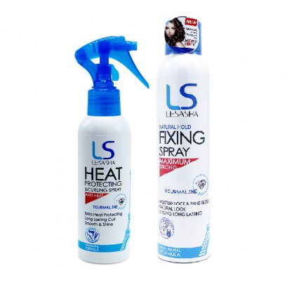 LESASHA สเปรย์ กันความร้อน Heat Protecting & Curling 150 ml. LS0734+Lesasha สเปรย์จัดแต่งทรงผม ขนาด 200 มล. (Natural Hold Fixing Spray) รุ่น LS0854