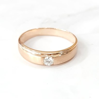 Ring 9K  Rose Gold with Round Diamond