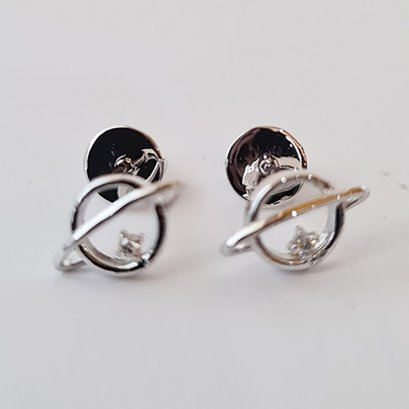 Earrings 18K  White Gold with  Diamond