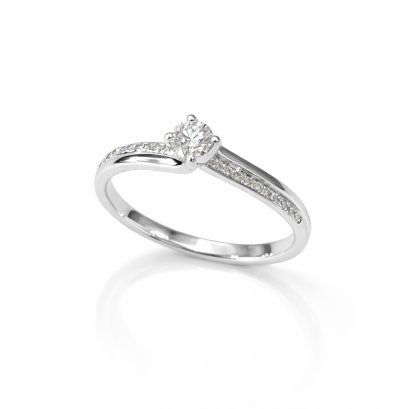 Ring 18K  White gold with Round Diamond