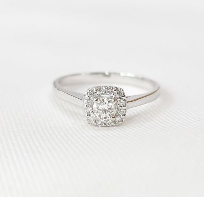 Ring 18K  White gold with Round Diamond