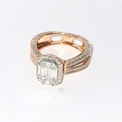 Ring 18K & Pendants 18K  Pink gold with Round Diamond