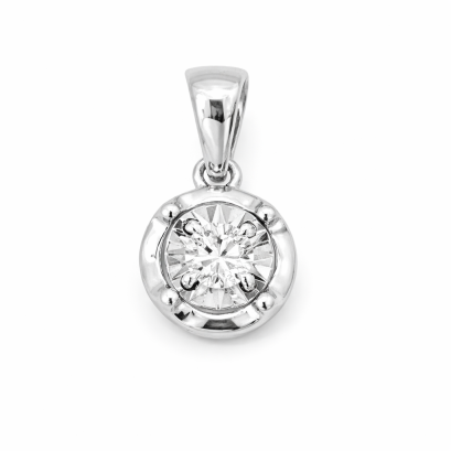 Pendants 18K white gold with round diamond