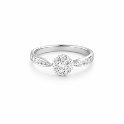 Ring 18K  White gold with Round Diamond