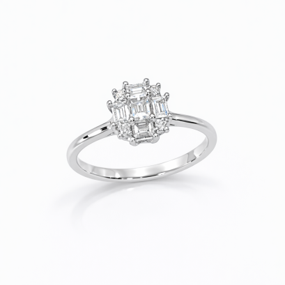 Ring 18K White Gold with Round Diamond