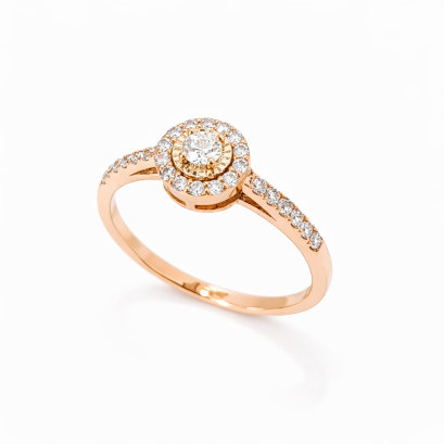 Ring 18K  Rose gold with Round Diamond