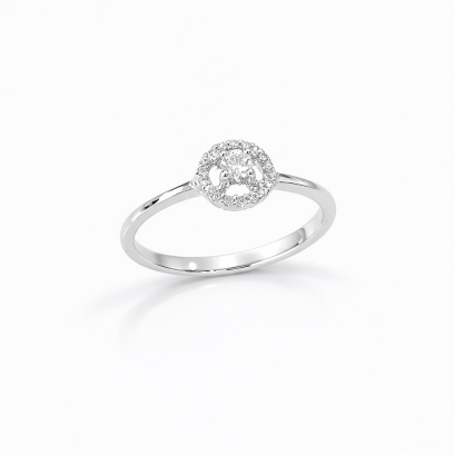 Ring 18K  White gold with Round Diamond