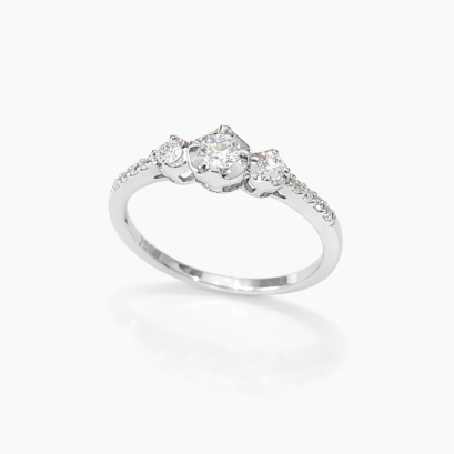 Ring 18K  White gold with Round Diamond