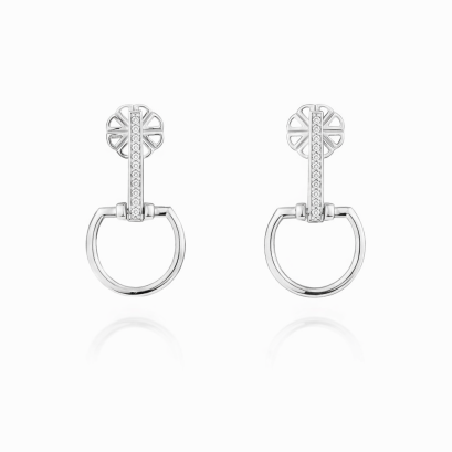 Earrings 18K  White gold with Round Diamond