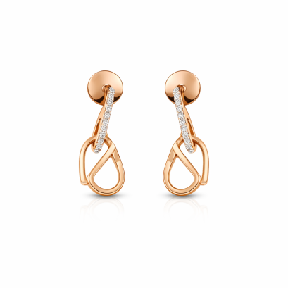 Earrings 18K  Rose Gold with  Diamond