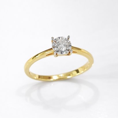 Ring 18K  Yellow gold with Round Diamond