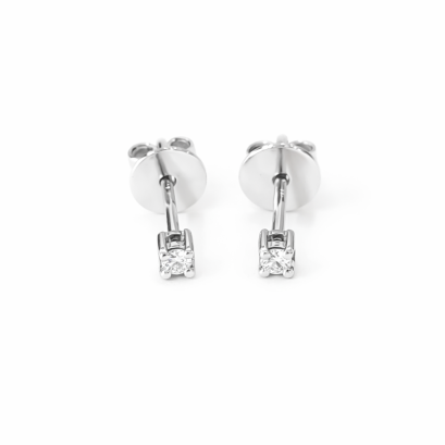 Earrings 18K  White gold  with Round Diamond