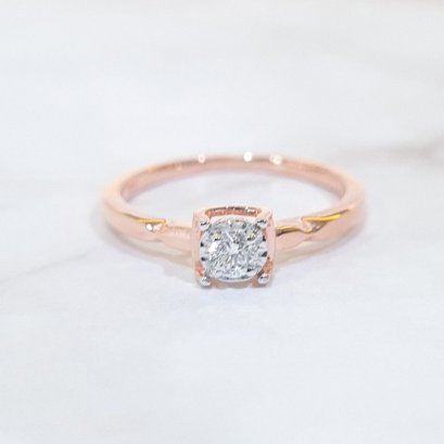 Ring 18K  Rose gold with Round Diamond