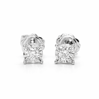 Earrings 18K  White gold  with Round Diamond